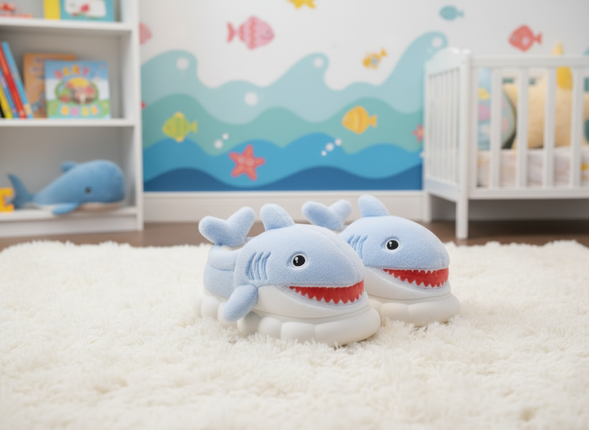 🦈 Pantofole Squaletto in Peluche Antiscivolo – Morbide e Divertenti