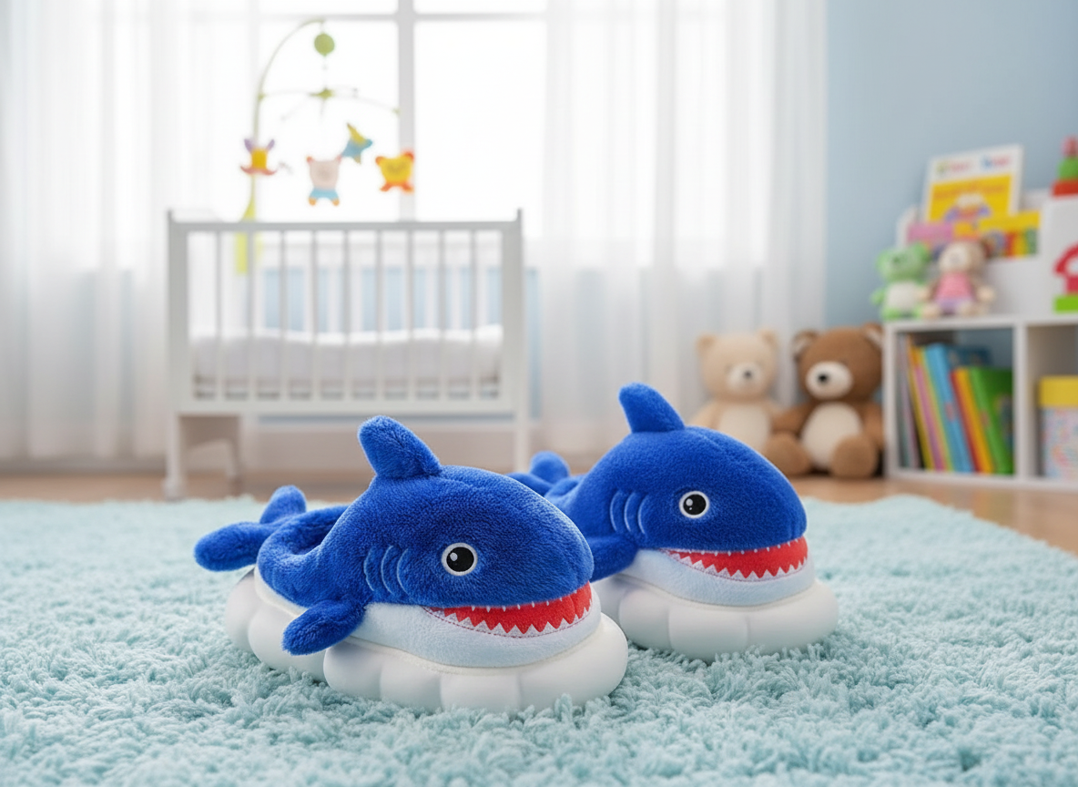 🦈 Pantofole Squaletto in Peluche Antiscivolo – Morbide e Divertenti