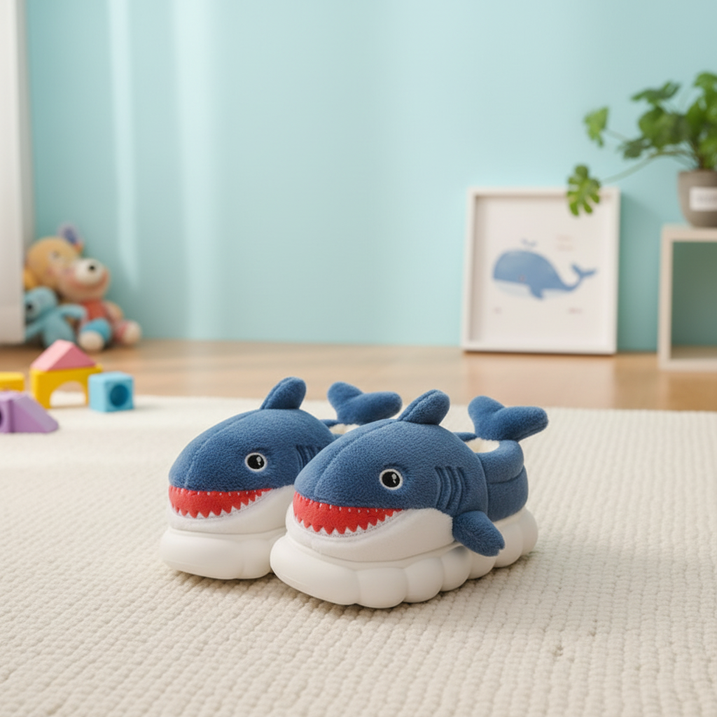 🦈 Pantofole Squaletto in Peluche Antiscivolo – Morbide e Divertenti